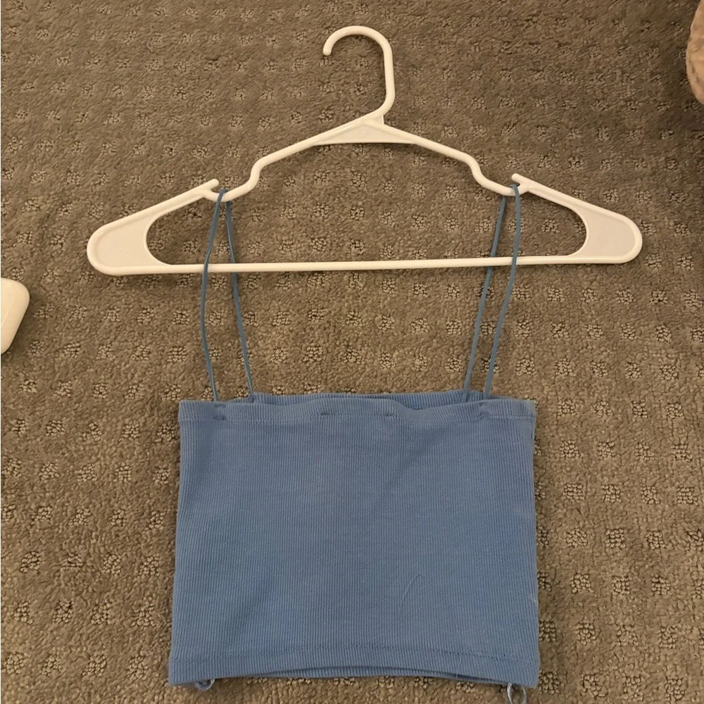 Zara Light Blue Ribbed Top - Picture 5 of 6